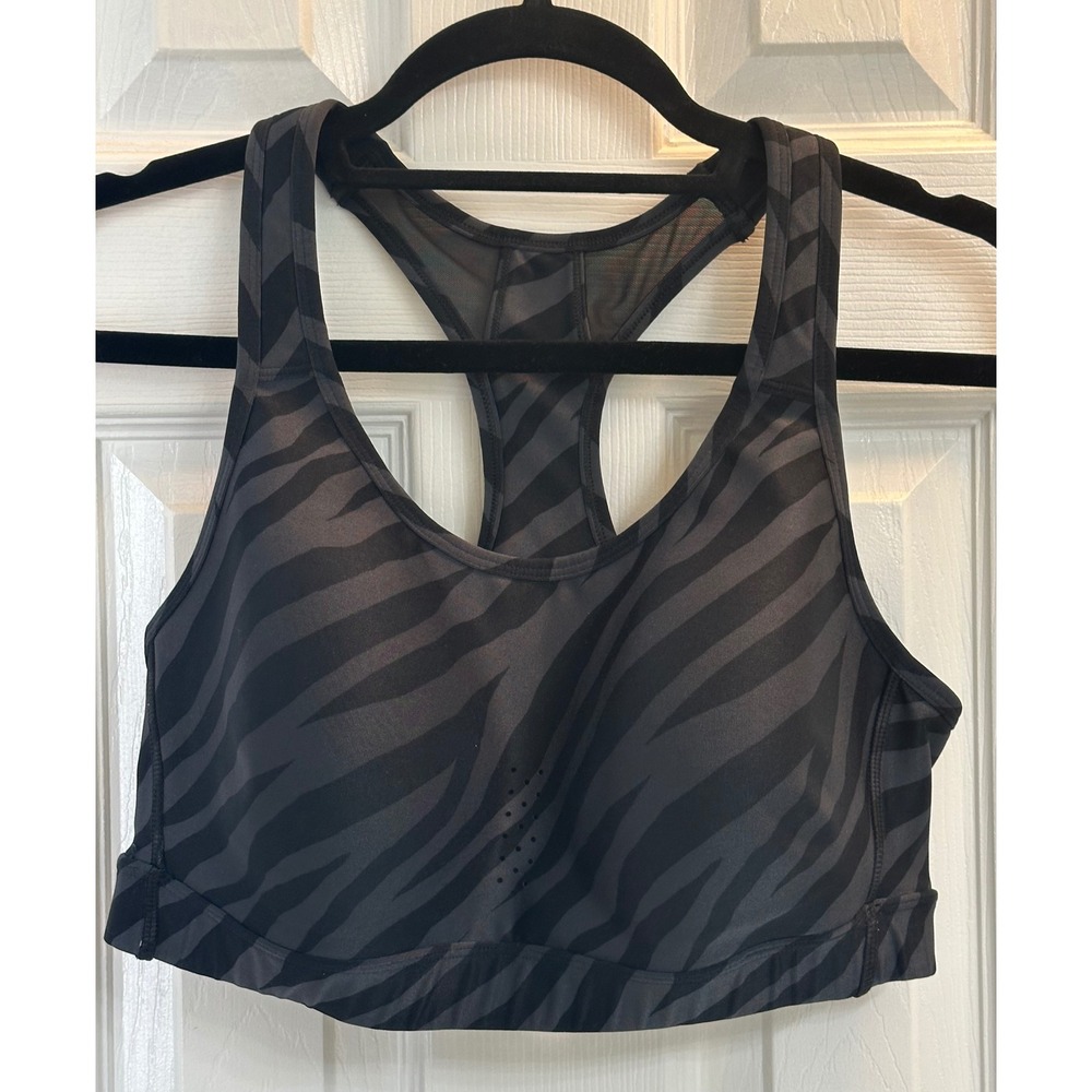 Avia Womens Zebra Print Racerback Sports Bra Gray Black XL 16-18 AV13100056549